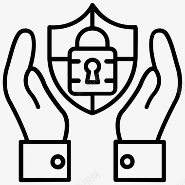 安全概念手持盾牌锁保护概念图标图标