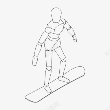 滑雪板运动员洋娃娃假人图标图标