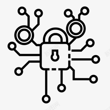 安全方面区块链加密货币去中心化图标图标