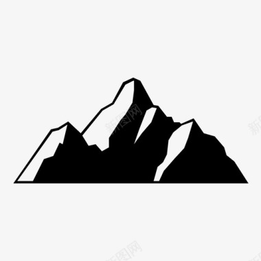 青色山峰素材山探险风景图标图标