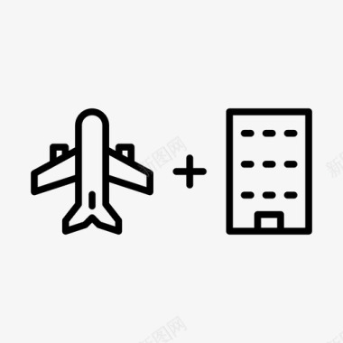 打包酒店和飞机商务促销图标图标