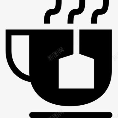 茶杯蒸汽早餐小黑图标图标