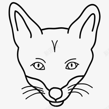 狐狸脸动物手绘图标图标