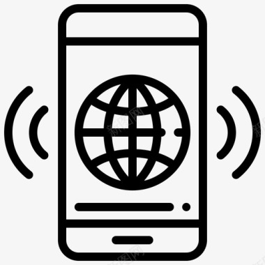 智能手机地球全球图标图标