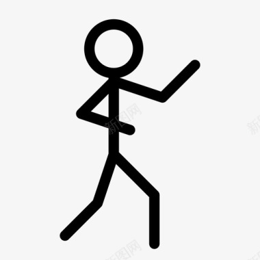 人跑棍形挥手图标图标