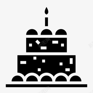 矢量蛋糕牡丹生日蛋糕生日派对固体图标图标