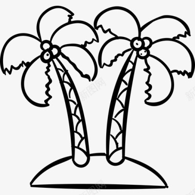 棕榈树自然夏季手工制作图标图标