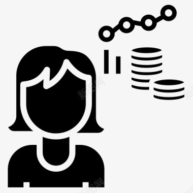 寻找投资者投资银行业务女性增长图标图标