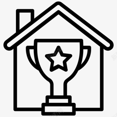 房地产奖最佳品质物业带奖杯的房子图标图标