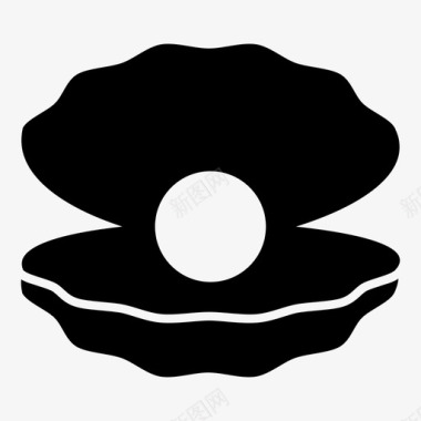 牡蛎中的珍珠蛤蜊宝石图标图标