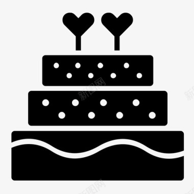 婚礼蛋糕剪刀贴纸图标图标