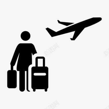 女人度假机场商务旅行图标图标