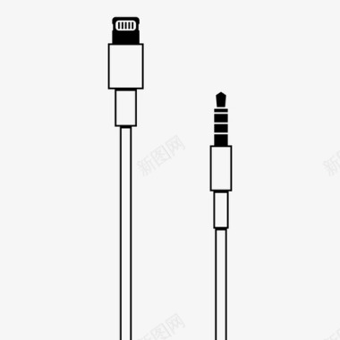 闪电下标志闪电到耳机适配器电缆图标图标