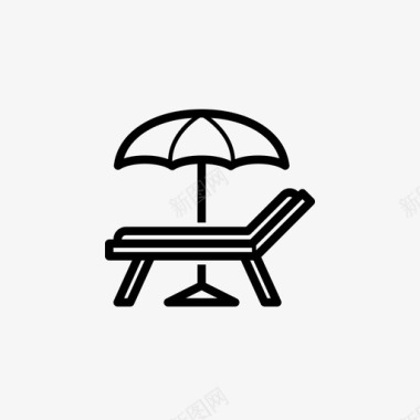 沙滩椅椅子雨伞图标图标