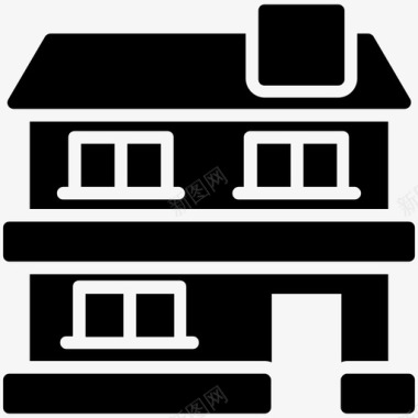 两层楼家庭住宅住宅图标图标