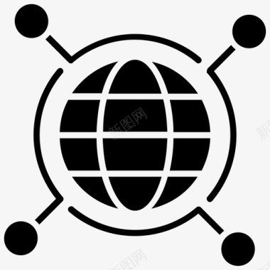 全球网络通信网络网格地球仪图标图标