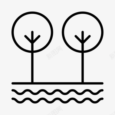 湖印度树木图标图标