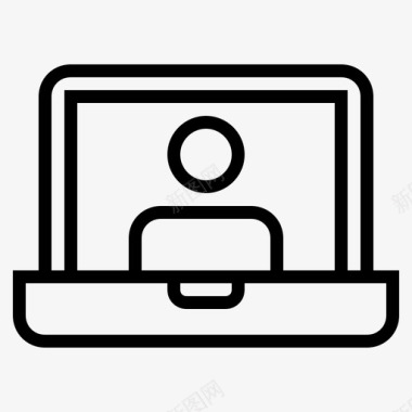 视频会议笔记本电脑在线会议图标图标