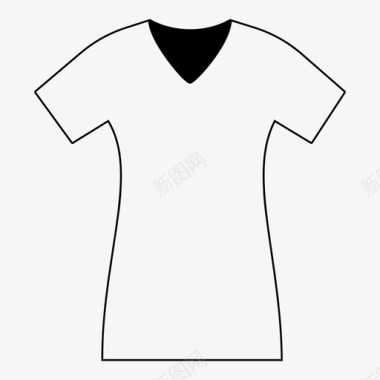 女式v领衬衫t恤图标图标