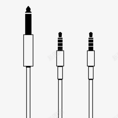 乐器到耳机的分离电缆插孔图标图标