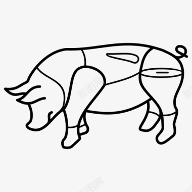 肉店肉片猪图标图标