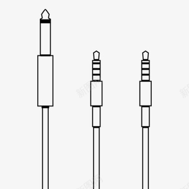 乐器到耳机的分离电缆插孔图标图标