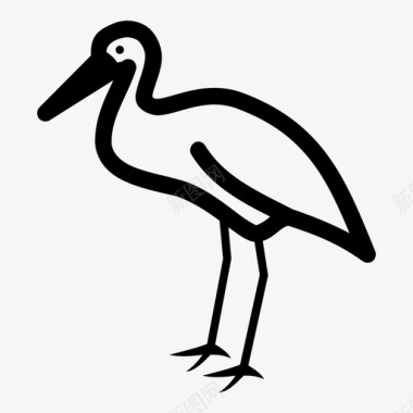 浅蓝色鹳动物鸟图标图标