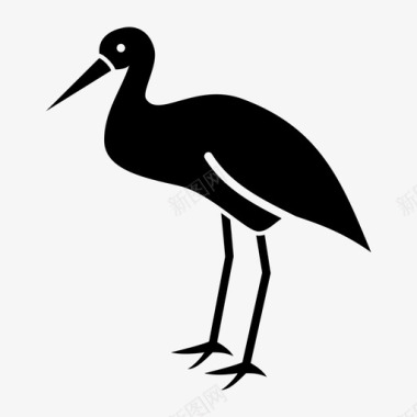 浅蓝色鹳动物鸟图标图标