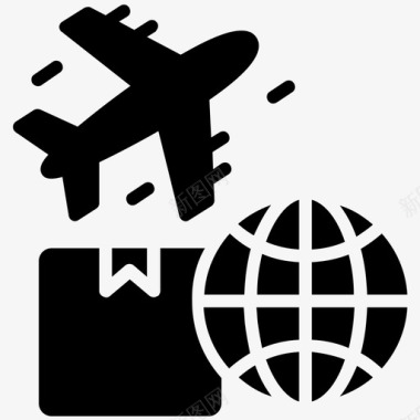 物流配送空运全球物流海外货物图标图标