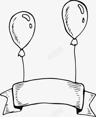 丝带和气球婴儿婴儿出生图标图标