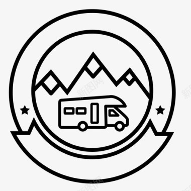 带山的冒险徽章露营者野营图标图标