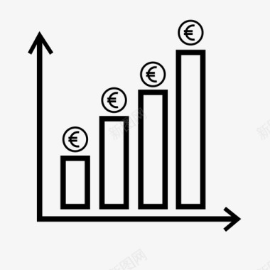 多彩图表欧元图表条形图业务增长图标图标