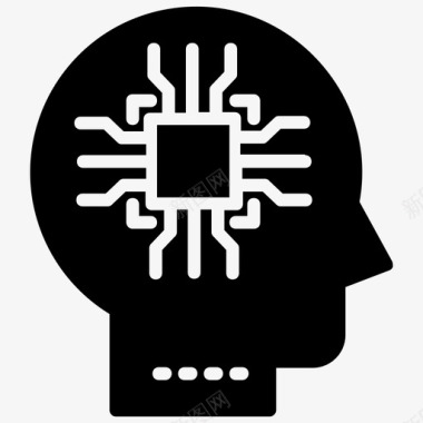 信接口神经接口脑机人工智能字形图标图标