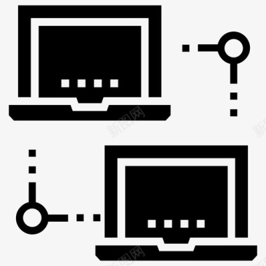 云端计算机连接通信计算机图标图标