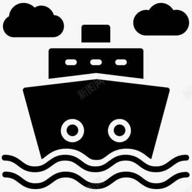 海运货船海外送货服务图标图标