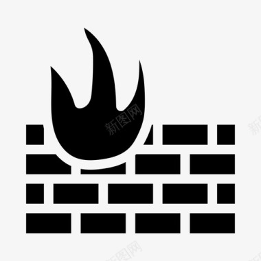 防火砖防火墙防护图标图标