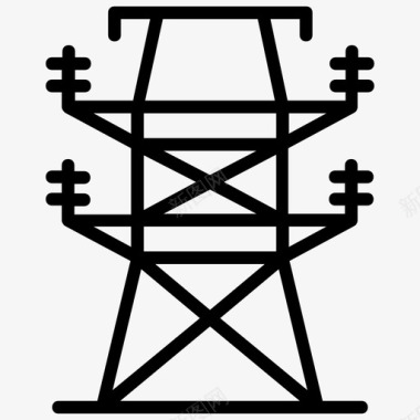 双子星塔图标电塔电力电力桅杆图标图标