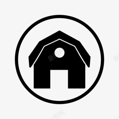 谷仓圆屋顶房子图标图标