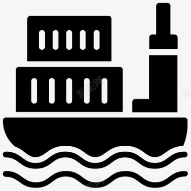 货船海外送货服务海运图标图标