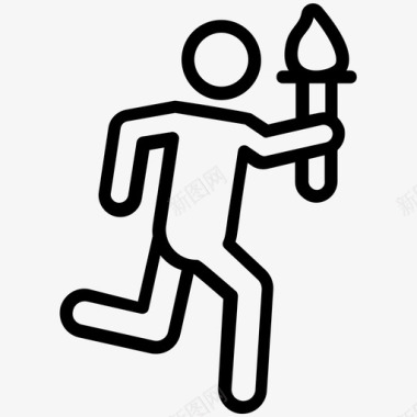 奔跑比赛奥运火炬人类火炬奥运圣火图标图标