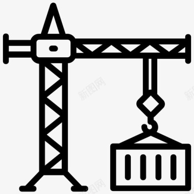货物大卡车物流起重机货物起重机交货起重机图标图标