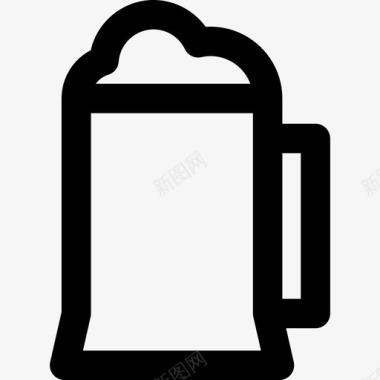 一罐啤酒酒吧玻璃杯和瓶子直线型图标图标