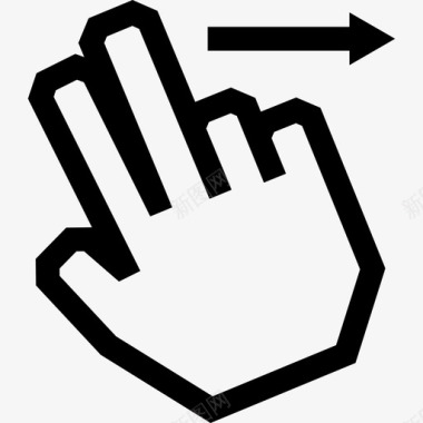 两个手指向右滑动触摸触摸手势轮廓图标图标