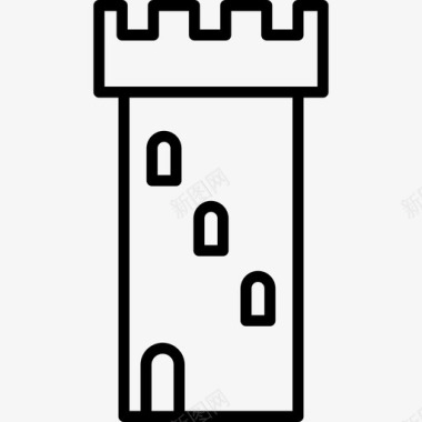城堡建筑群线性图标图标