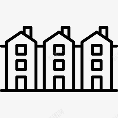 梯田房屋建筑群线性图标图标
