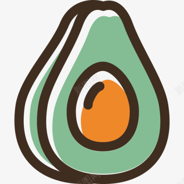 鳄梨食品线性颜色食品套装图标图标