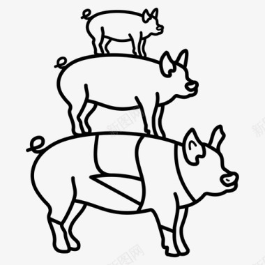 猪肉农场种植火腿图标图标