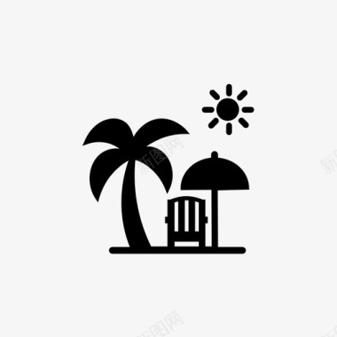雨伞海滩度假村度假休息图标图标