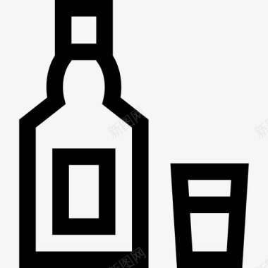 龙舌兰酒瓶子和玻璃杯墨西哥元素直线型图标图标