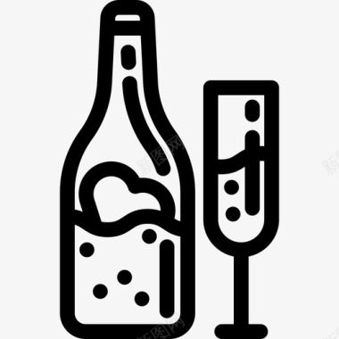 心在一个瓶子和一个杯子里食物圣瓦伦丁节直线图标图标